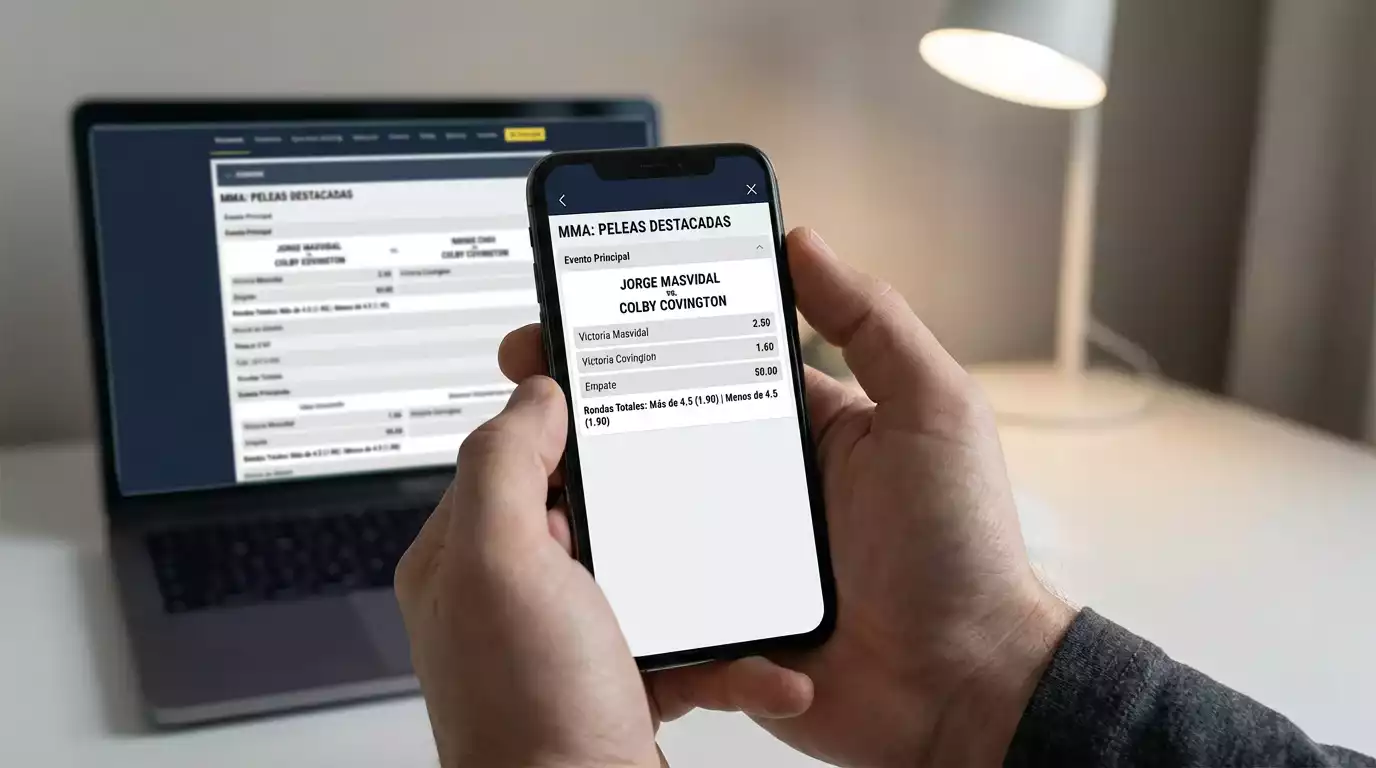 Persona analizando opciones de apuestas deportivas en dispositivo móvil
